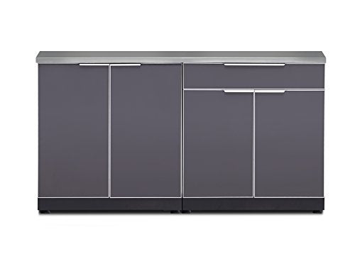 NewAge Products Classic Series 3PC Aluminum Slate Gray Modular Outdoor Kitchen Set - 24" D x 64" W x 35.5" H