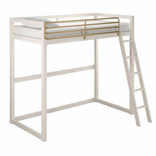 Home Square 2-Piece Kids Nightstand & Twin Metal Loft Bed Set White