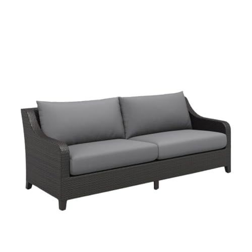 Outdoor Escape 2 Piece Wicker Patio Furniture Set with Outdoor Loveseat and Slatted Coffee Table, Elegant Patio Loveseat and Coffee Table for Outdoors
