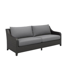 Outdoor Escape 2 Piece Wicker Patio Furniture Set with Outdoor Loveseat and Slatted Coffee Table, Elegant Patio Loveseat and Coffee Table for Outdoors