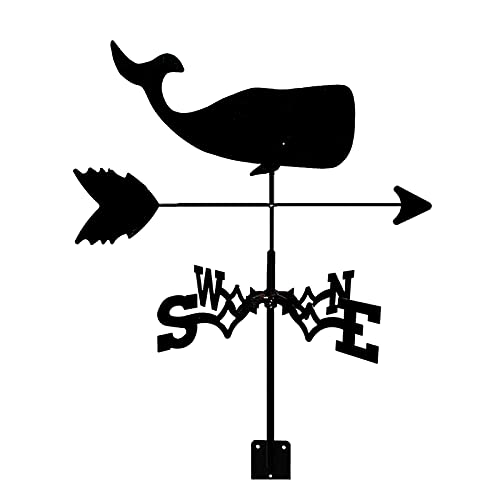 Whale Weathervane Shark Weather Vane Dolphin Ornaments with Arrow Wind Vane Measuring Tool Wind Direction Indicator for Roof Backyard (B) (C)