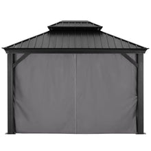 ABCCANOPY Hardtop Gazebo 10x12 Outdoor Metal Pavilion with Netting and Curtain Dark Gray