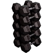 French Fitness Rubber Coated Hex Dumbbell Set 80-100 lbs Black