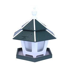 AmishToyBox.com Gazebo Bird Feeder - Deluxe Triple Compartment Post-Mount Large Bird Feeder - Made in the USA with Poly Lumber (Turf Green and White)
