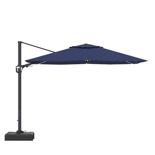 callmego Cantilever Patio Umbrella with LED Lighting for Outdoor Shade and Evening Use