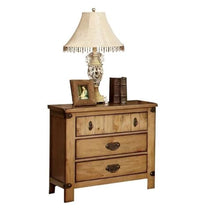 BOWERY HILL Transitional 3-Drawer Wood Nightstand Weathered Brown Elm