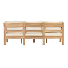 Christopher Knight Home Bratie Acacia Wood Outdoor 3 Seater Sofa with Cushion, Solid Wood Patio Sofa with Removable Cushion, Comfy Lounge Sofa for Patio Furniture Set, Light Teak+Beige