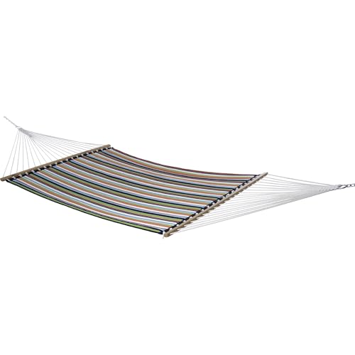Vivere Reversible Double Spreader Bar Hammock – Durable Fade-Resistant Acrylic Fabric, Comfortable Quilted Design - 450 lb Weight Capacity (Carousel Confetti)