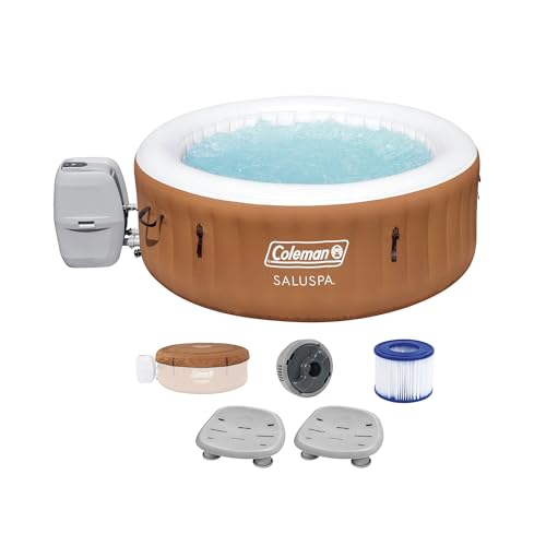 Coleman SaluSpa Ponderosa AirJet Inflatable Round Hot Tub + Bestway SaluSpa Underwater Non Slip Seat