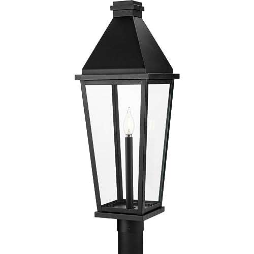 Progress Lighting Richmond Hill Collection One-Light Textured Black Clear Glass Modern Farmhouse Outdoor Post Light (P540106-031)