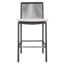 Afuera Living Modern Aluminum Outdoor Counter Chairs, 27 in Seat Height, Powder-Coated Dark Gray Frame, Set of 2, Pebble Weave Design, Brushed Stainless Steel Footrest, Comfortable Patio Seating