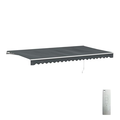 ALEKO Electric Patio Awning Caribbean White Frame 16x10 Gray