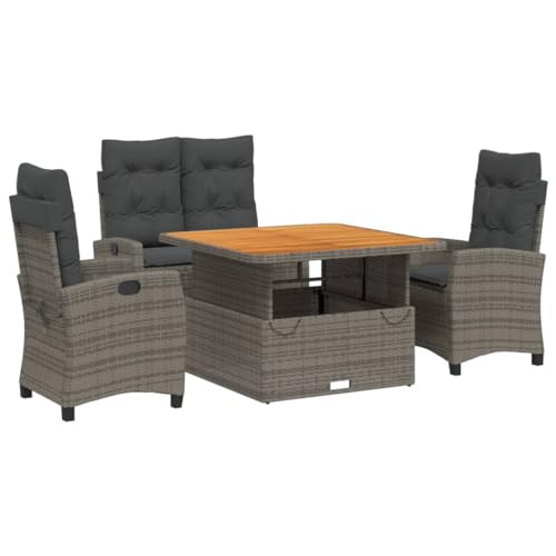 KUPTYERFG 4 Piece Patio Dining Set Reclining Chair Bench Lift Table