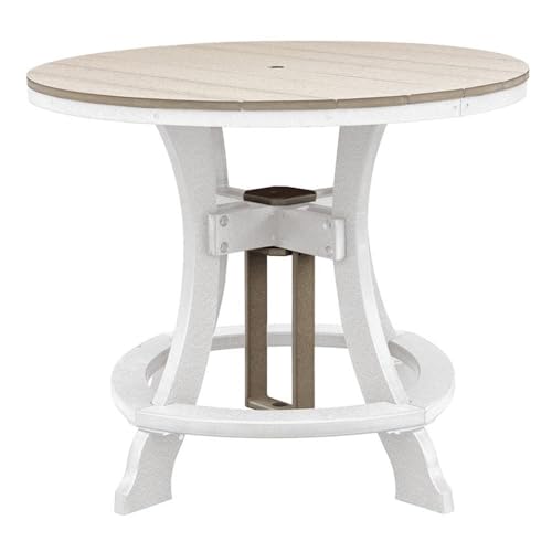 American Furniture Classics OS Home and Office Model 44R-C-WWWT Counter Height Round Table in Weatherwood with White Base