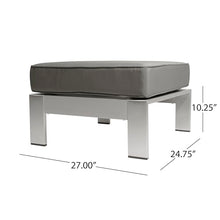 Christopher Knight Home Cape Coral Outdoor 6-Seater Aluminum Conversation Set Silver + Khaki
