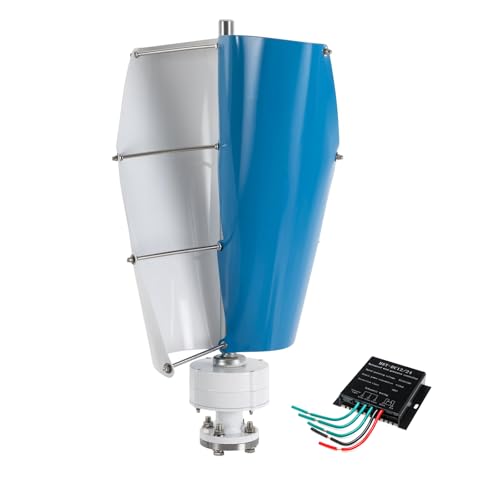 HENGJINGTR Spiral Wind Turbine Portable Generator 600W 12V 24V 48V 2 Blade Free Energy No Noise Wind Power Generator W/Controller for Wind and Solar Power Generation,12V