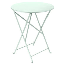 Fermob - Bistro 24" Round Table - Lacquered Steel Folding Table for Two to Three People - No Parasol Hole - Outdoor & Indoor Use - Ice Mint