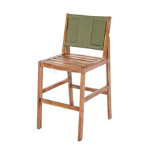 Christopher Knight Home Arly Outdoor Bar Stools Set of 2, Acacia Wood Frame Bar Stool with Cushion, Patio Outdoor Chairs Set, Island Stools with Woven Wicker Back for Balcony Garden, Green+Cream+Teak