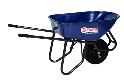 Seymour 85731 Excavator 6 Cu.' Wheelbarrow, Steel Tray and Handles, Flat-Free Knobby Tire