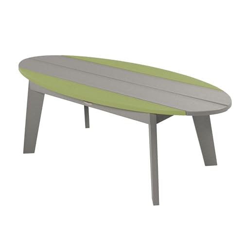 highwood Shoreline Surfboard Coffee Table, Cove Gray/Palm Green
