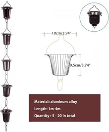 GVBNOTT Drainage Chain,Rain Cups Replace Gutter Downspout,Rain Chimes,Garden Rain Chain Bell Decorative for Home Garden，2.4m/8ft