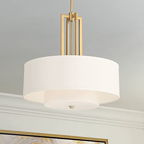 Sundry 24" Wide Warm Antique Brass Drum Pendant Light Light Fixture