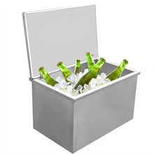 Takywep Drop in Ice Chest, 32 Quarts Stainless Steel Ice Cooler with Hinged Cover, Commercial Built-in Ice Bin, Outdoor Kitchen Ice Bar for Wine Beer Beverage Cold Storage