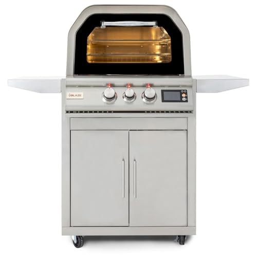Blaze 26-Inch Freestanding Natural Gas Outdoor Pizza Oven W/Rotisserie & Cart - BLZ-26-PZOVN-NG