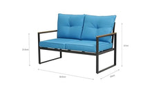 Seeheool Outdoor Patio Furniture Loveseat Sofa, All-Weather Metal Steel Patio Couch with 4" Thick and Soft Cushion for Balcony, Porch, Backyard