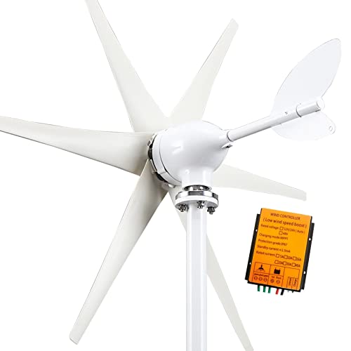 OLONETO 1500W 12V 24V Wind Turbine Generator Kit Horizontal Generator, with MPPT Controller Six -Blade Windy Can Be Used for Home Outdoor Power Generation (Color : White, Size : 24v)