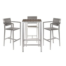 Benjara Kylo 5 Piece Bar Table Set, Polyresin Backs and Seats, Aluminum Frame, Gray and Brown
