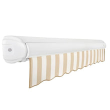Awntech 8' Full Cassette Manual (8' x 6.5') Retractable Patio Awning, Linen/White Stripe