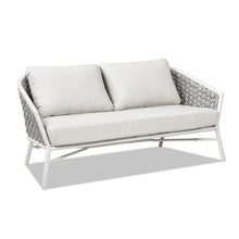 Jennifer Taylor Home Rowan 63.5" Rope Barrel Back Patio Conversation Loveseat Sofa, Optic White Acrylic