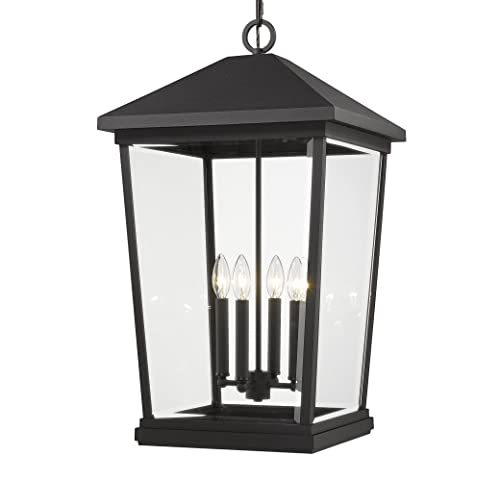 Z-Lite 4 Light Outdoor Chain Mount Ceiling Fixture Black