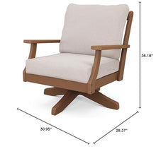 POLYWOOD® Braxton Deep Seating Swivel Chair in Teak/Dune Burlap