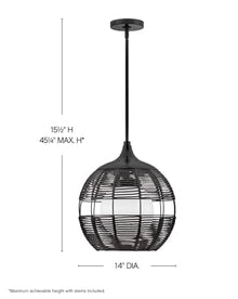 Hinkley Maddox Outdoor Large Bohemian Orb Pendant Light Black