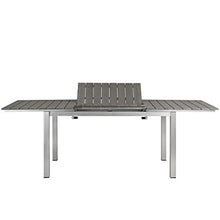 Modway Shore Aluminum Outdoor Patio 62" to 94" Extendable Dining Table in Silver Gray