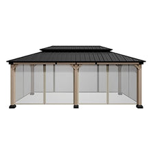MONDAWE Cedar Wood Gazebo 12x20Ft Hardtop Pavilion with Netting