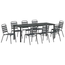 Molumvel 9-Piece Garden Dining Set, Powder-Coated Steel Patio Furniture, Outdoor Table and 8 Chairs for Backyard, Anthracite