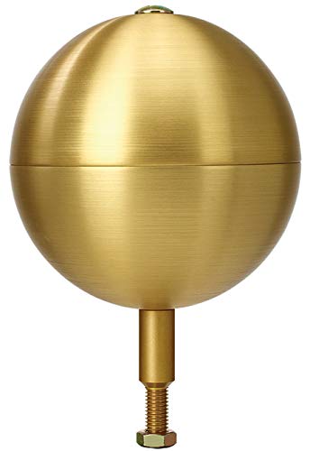 Flagpole Ball Ornament - Large Flag Pole Topper - 12" Ball with 5/8'’ Aluminum Hollow Rod - Best Flag Pole Parts - Anodized Aluminum Flagpole Ball - Gold Topper