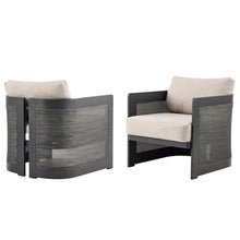 Christopher Knight Home Arden Aluminum Outdoor Club Chairs Set of 2, Modern Patio Accent Chairs with Mesh Panels and Removable Cushions, Ergonomic Armchair for Garden/Poolside/Balcony, Beige + Black