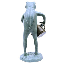 Green Vista Water Gardens Freddie the Frog with Watering Can Outdoor Garden Statue Aluminum Sculpture for Indoors, Patio, and Yard