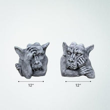 OLOMA Gothic Gargoyle Pair Concrete Garden Statue Set Mythical Creatures Statues Outdoor Garden Decor Lawn Ornaments Yard Art Patio Decoration Handcrafted Fantasy Sculptures