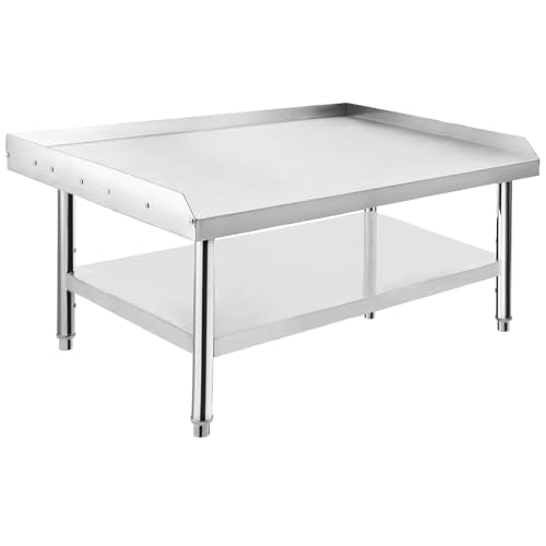GOCAPTAIN Equipment Grill Stand Table 60"x30"x24" | Stainless Steel 1000 lbs Top Shelf, 220 lbs Bottom Shelf | Adjustable Legs with 2" Edge Baffle | for Commercial Kitchens, Hotels, and Homes