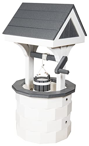 Furniture Barn USA Jumbo Poly Lumber White and Dark Gray Wishing Well