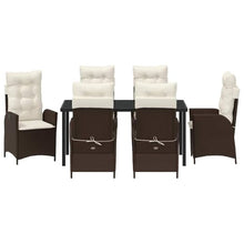 FUDUGEHMIOFWFJJ Modern 7-Piece Brown Poly Rattan Garden Dining Set with Cushions for Patio Backyard Outdoor Furniture, All-Weather Wicker Table and Chairs for Porch Deck