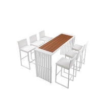 Afuera Living 7-Piece Modern Aluminum Patio Bar Set White
