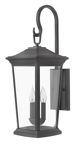 Hinkley Bromley Extra Large Wall Mount Lantern, Museum Black, 120V, Add Security to Porches, Patios, Exterior Spaces with Durable Outdoor Lighting, 3-60w Cand. Bulbs Required, 2366MB