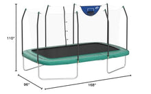 Skywalker Trampolines Jump N' Dunk 14 FT Rectangle Trampoline with Enclosure and Basketball Hoop Green