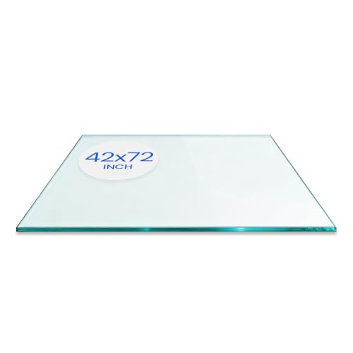 Dulles Glass 42X72 inch Rectangular Glass Table Top - Tempered - 1/4" Thick Glass Surface, Safe Flat Polished, Eased Corners, Multipurpose for Dining, Patio, Coffee and End Table